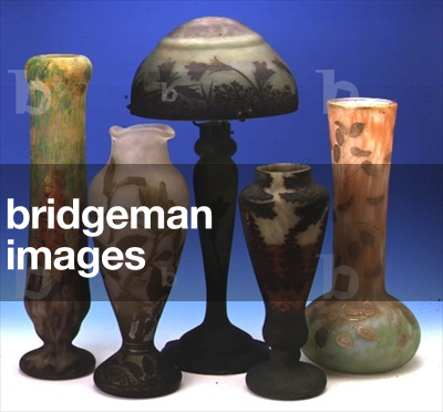 Selection of acid-etched, overlay and cameo vases and a lamp (glass)