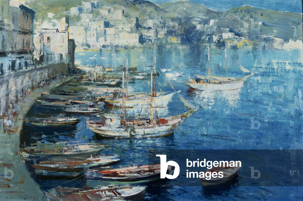 Fishing schooners, Ponza harbour (board)