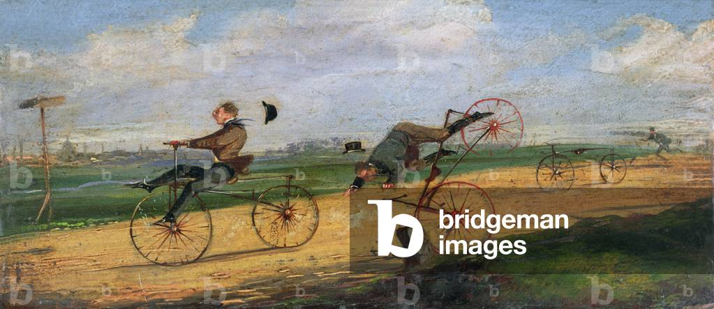 A Race between Lallement Velocipedes, 1869 (oil on canvas)