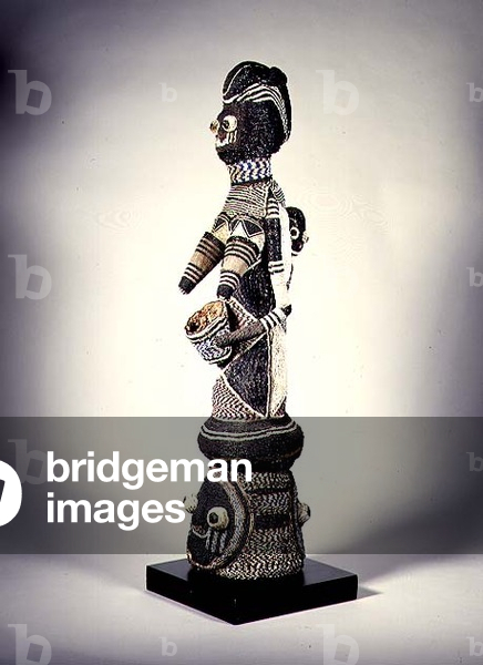 Yoruba beaded showpiece, depicting two elements of Yoruba ideology, the royal women and the ancestors
