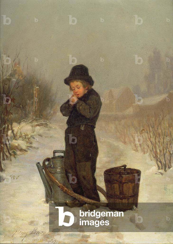 Warming His Hands, 1867 (oil on panel)