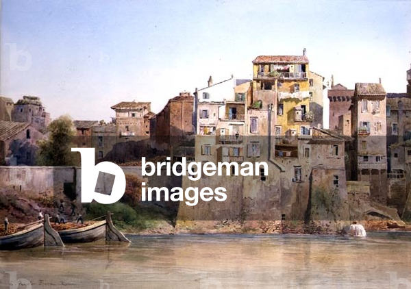 View of the Tevere a Monte Brianzo, Rome (w/c on paper)