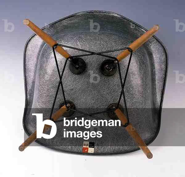 A DAW (Dining and Desk Chair), designed by Charles Eames (1907-70), 1953 (moulded fibreglass and birch) (underside) (see 133183)