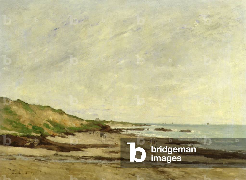 A Coastal View with Figures on a Shore, 1872 (oil)