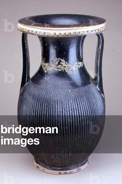 Attic black-glazed pelike with vertically ribbed body, Greek, late 5th century BC (pottery)