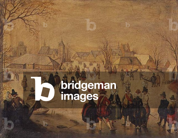 Winter Landscape: Stylish skaters on a lake