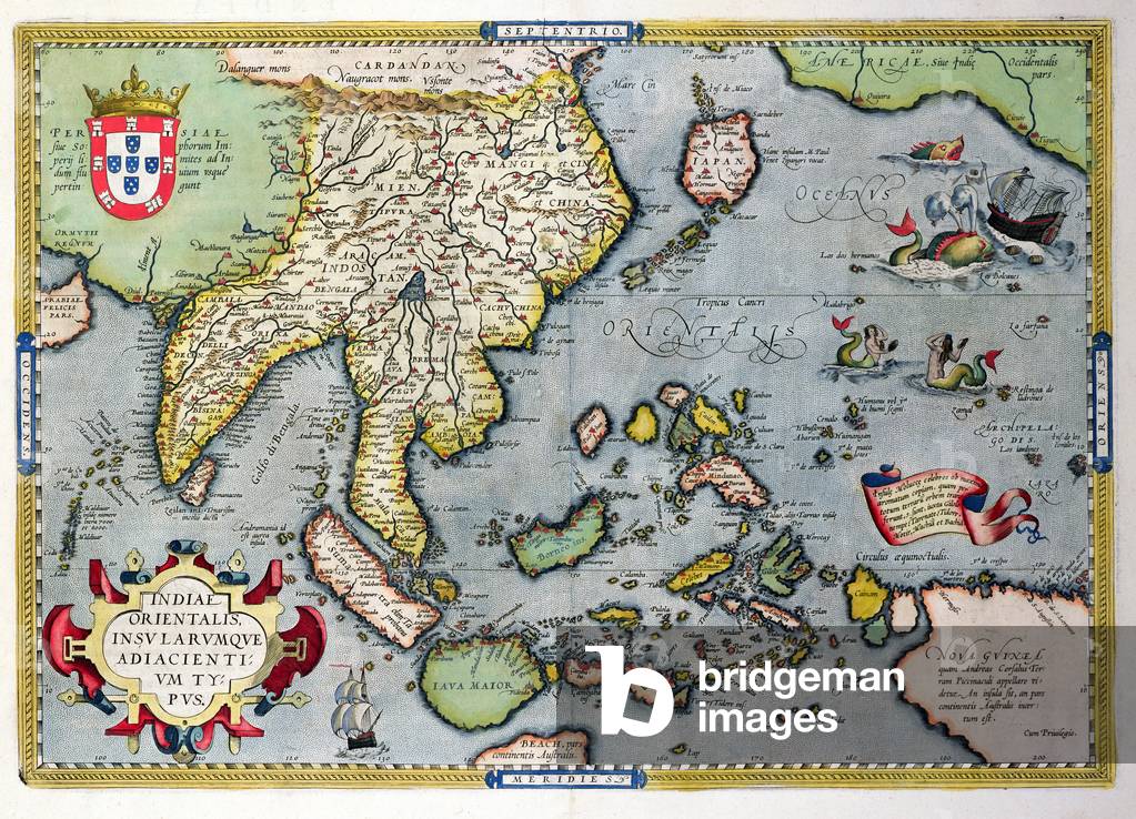 Map of India to New Guinea, c.1570-1603 (coloured engraving)