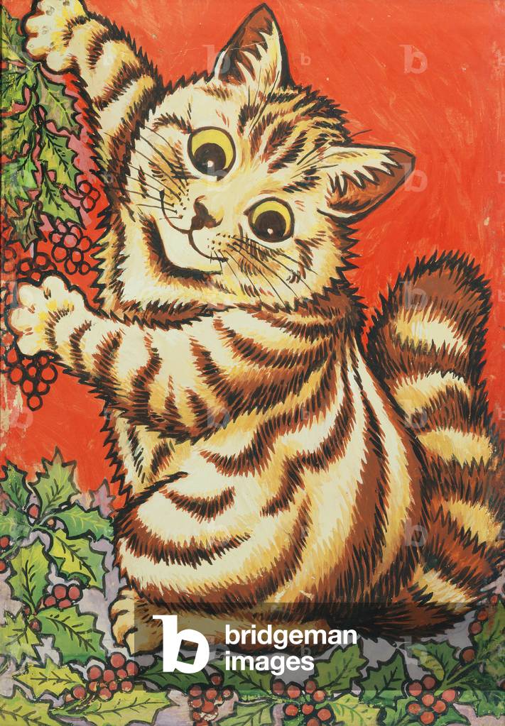 Christmas Cat (gouache on paper)