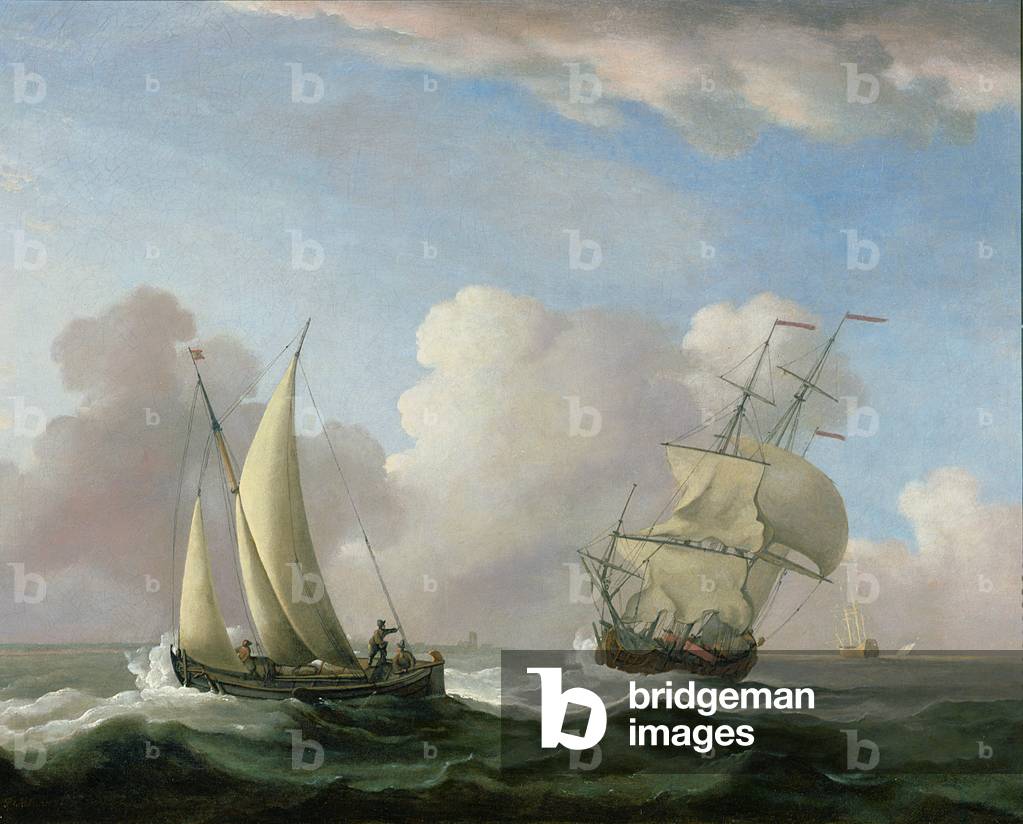 A Man-o'-War in a Swell and a Sailing Boat