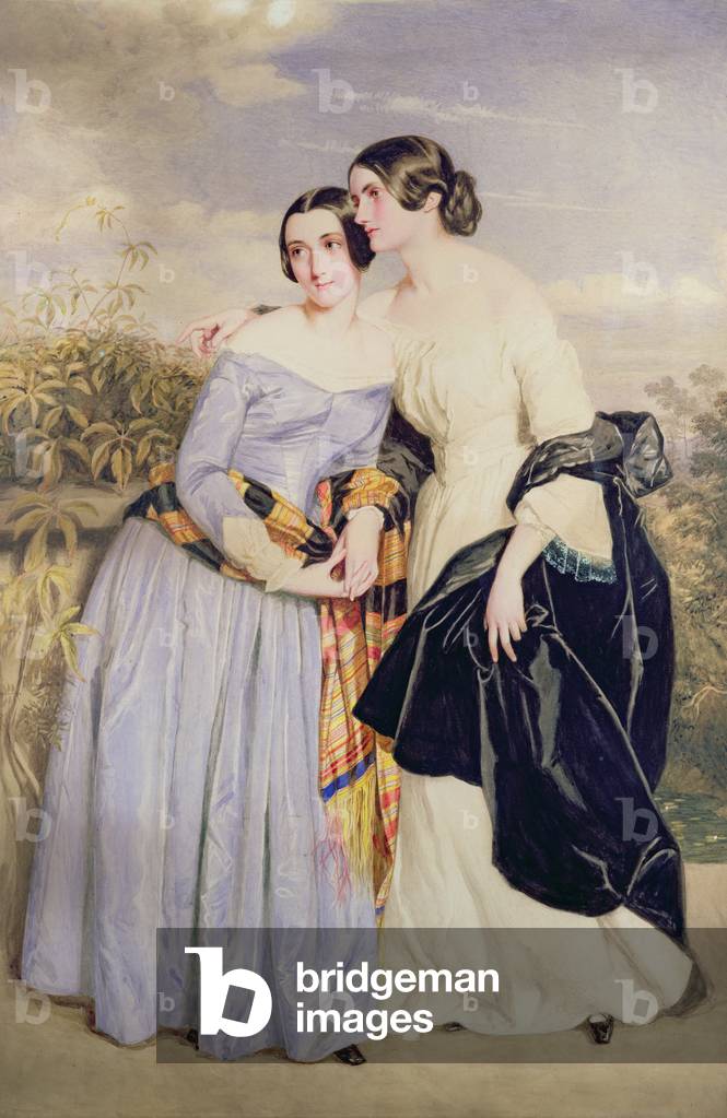 Mrs Partridge and her sister Miss Croker, c.1850 (w/c)