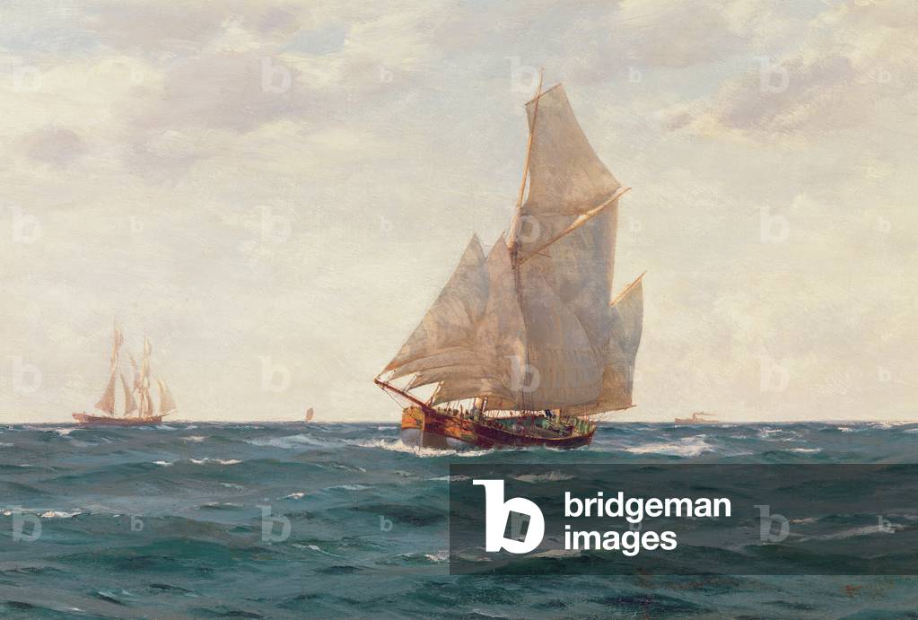 A Ketch and a Brigantine off the Coast, c.1905