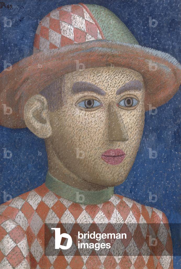 A Head of a Young Man sporting a Wide Brimmed Hat, 1947 (gouache)