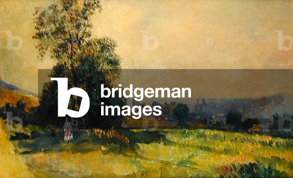 A Young Girl in a Landscape (oil on canvas)