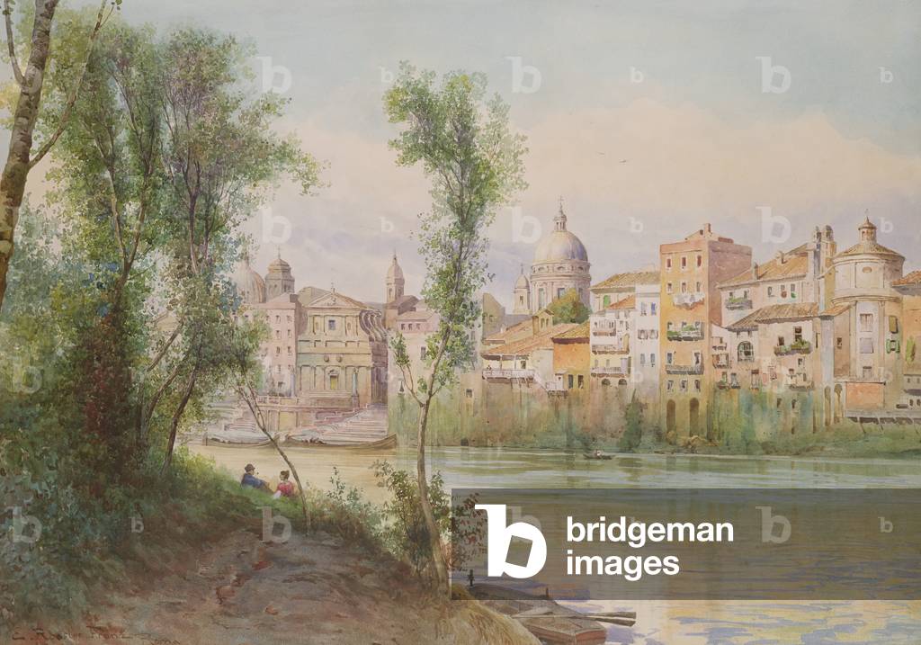 View of the Porto di Ripetta dai Prati, Rome (w/c on paper heightened with white)
