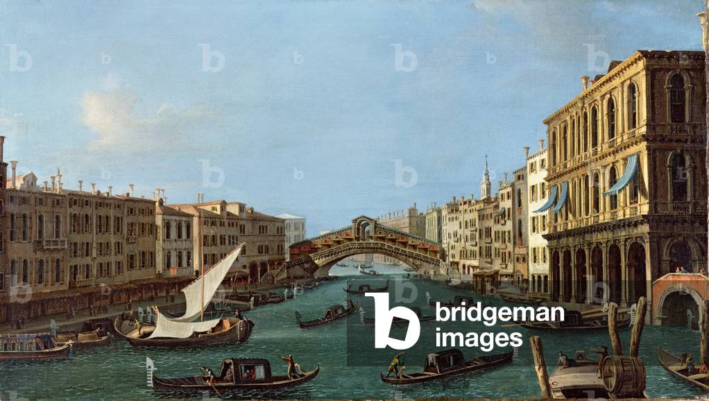 View of the Grand Canal from the South, the Palazzo Foscari to the right and the Rialto Bridge beyond