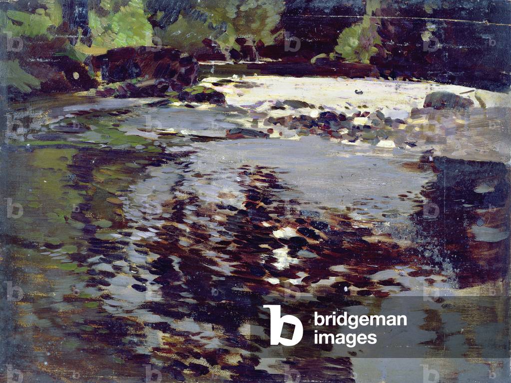 Sunlight reflected upon a wide riverscape
