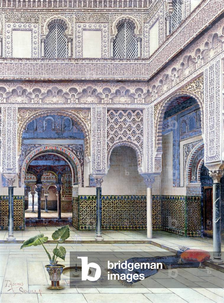 Interior of a palace, Seville (w/c on paper)