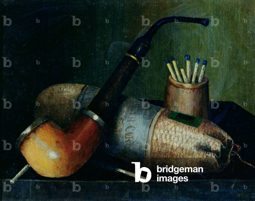 Still Life of Pipe Tobacco and Matches
