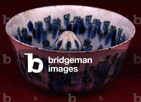 Kutahya Blue and White Lemon Squeezer, (underglaze painted earthenware)