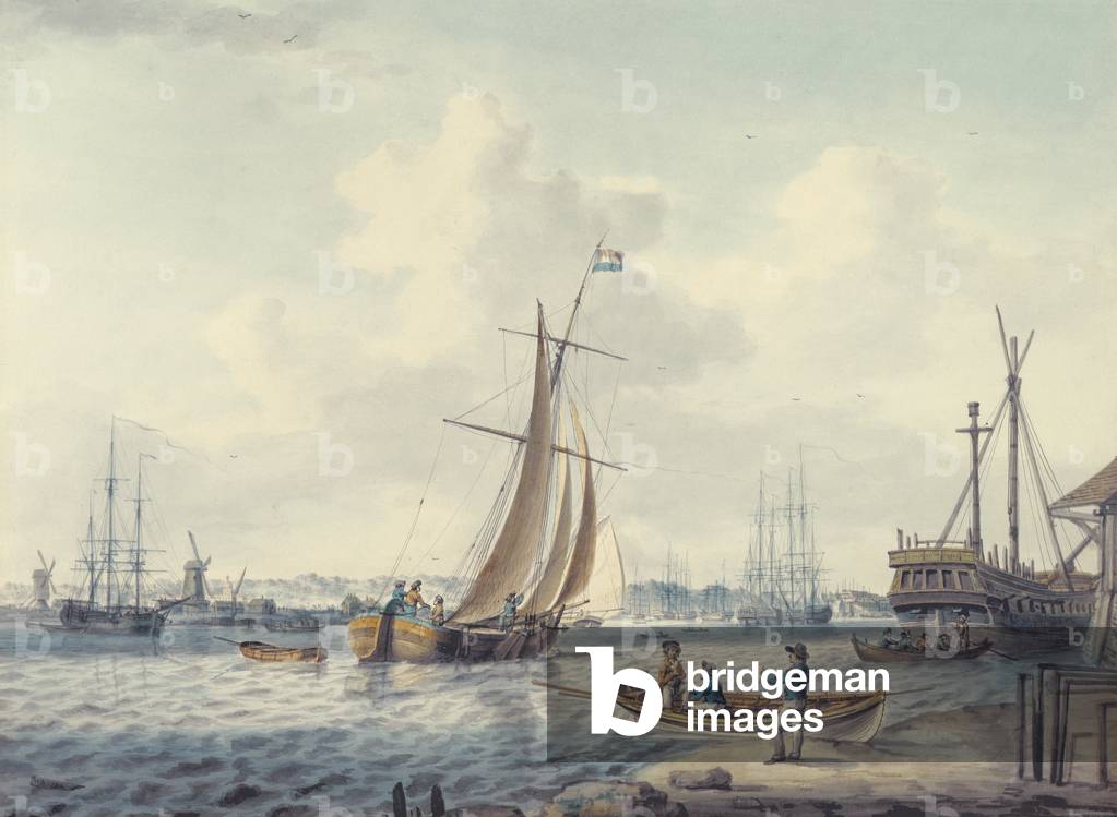 A View of Greenwich and Deptford showing the Royal Naval College and the Royal Dockyard, 1789 (w/c)