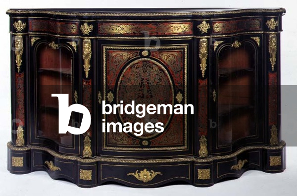 An ebonised and boulle credenza of serpentine outline, mid-19th century
