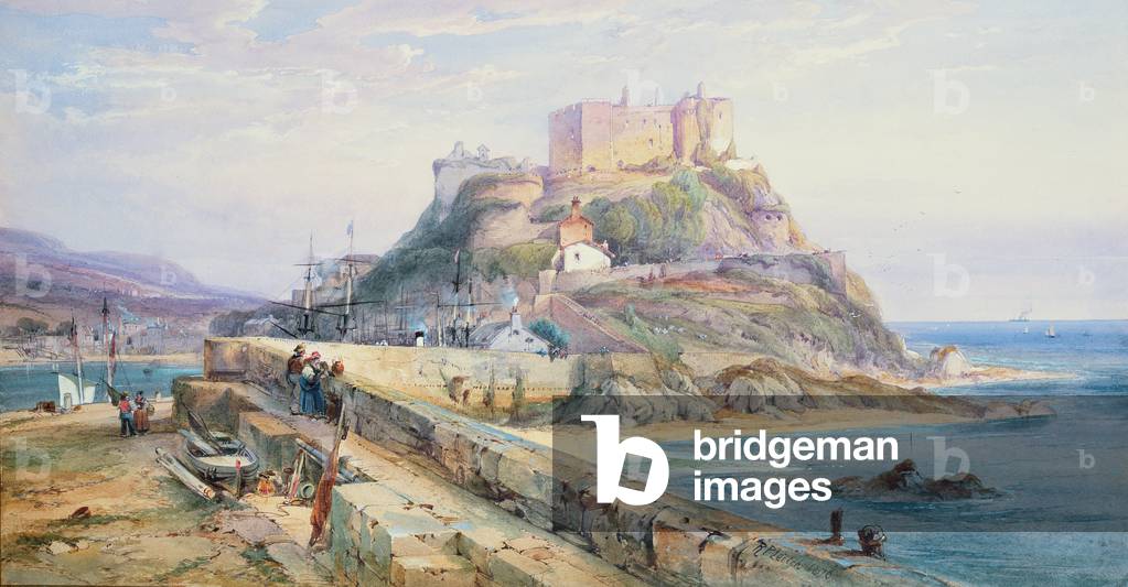 Mont Orgueil Castle, Gorey, Jersey, 1876 (w/c and gouache)