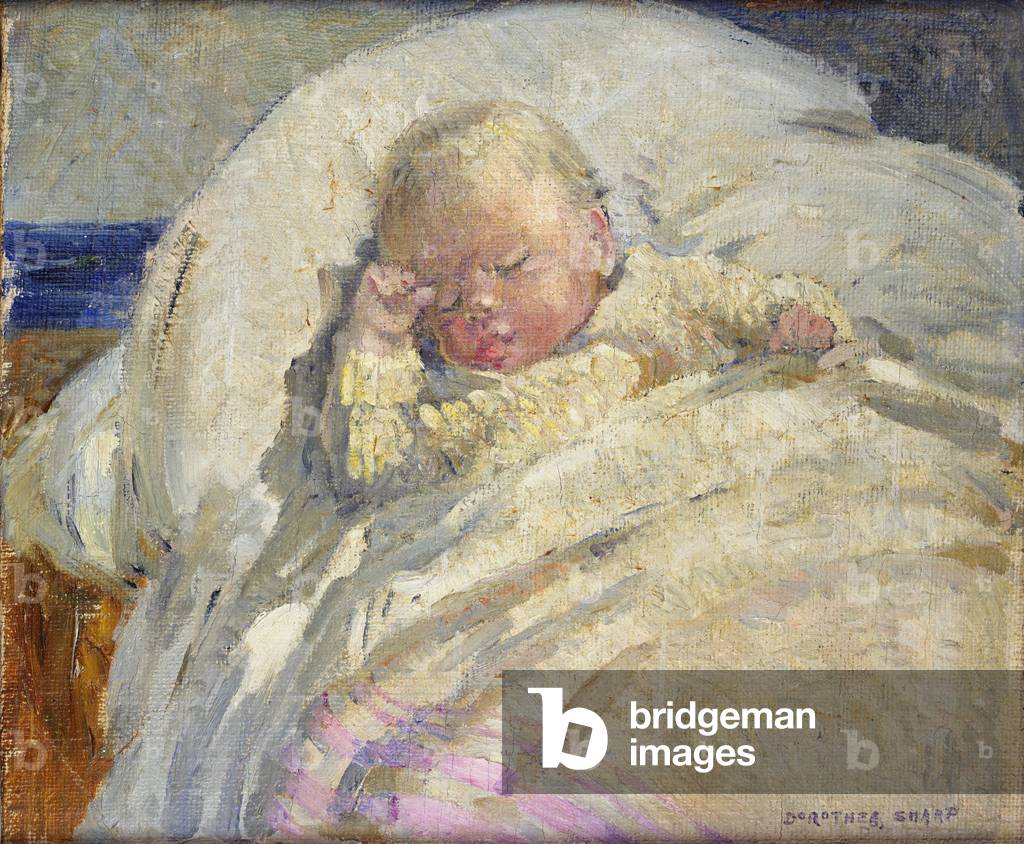 A Sleeping Baby (oil on canvas)