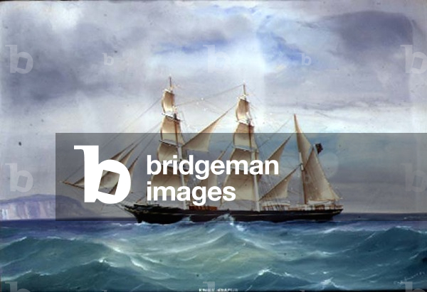 The Steam Yacht 'Emily Chapman' in full sail, 1877 (gouache on paper)