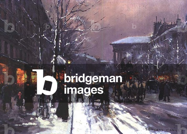 View of La Madeleine on a Snowy Afternoon