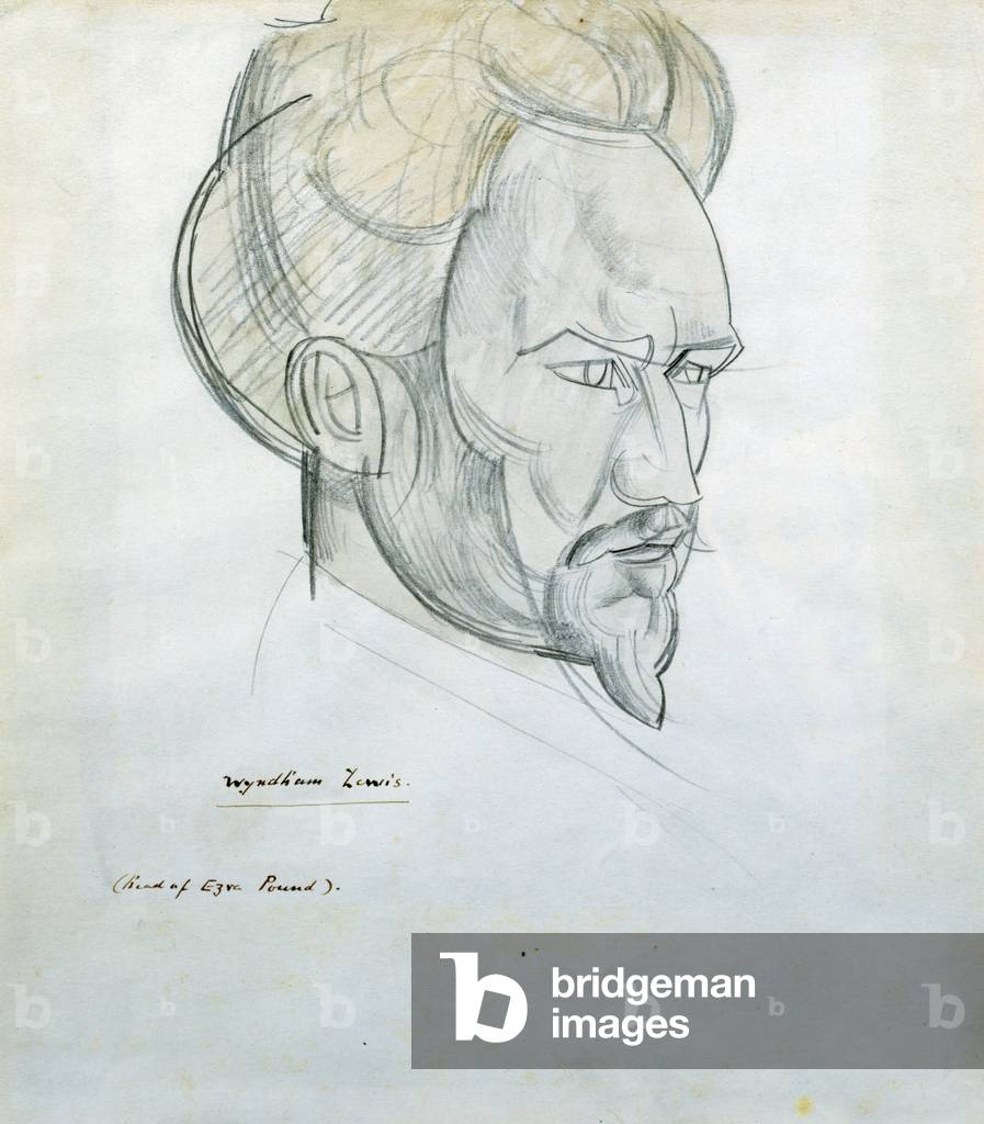 Head of Ezra Pound, c.1920 (pencil and wash)