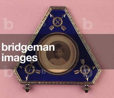 Silver and enamel photograph frame, by Carl Faberge