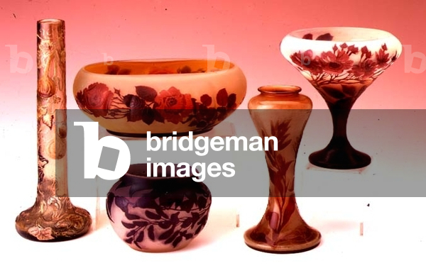 Selection of Galle cameo vases and bowls