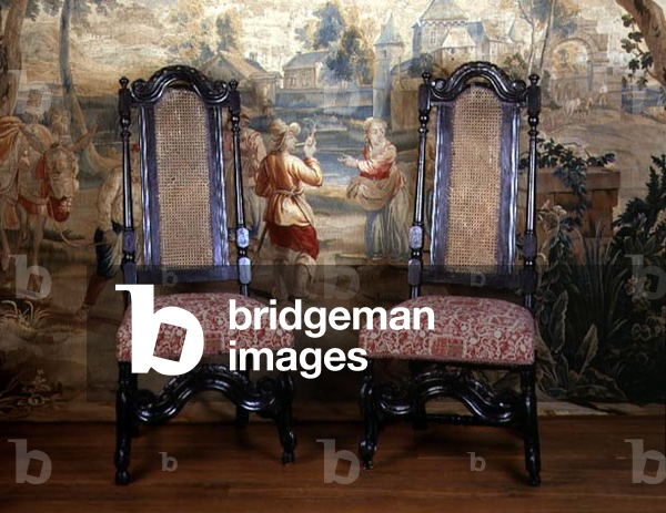 Two William and Mary ebonised chairs, 17th century (stained wood)