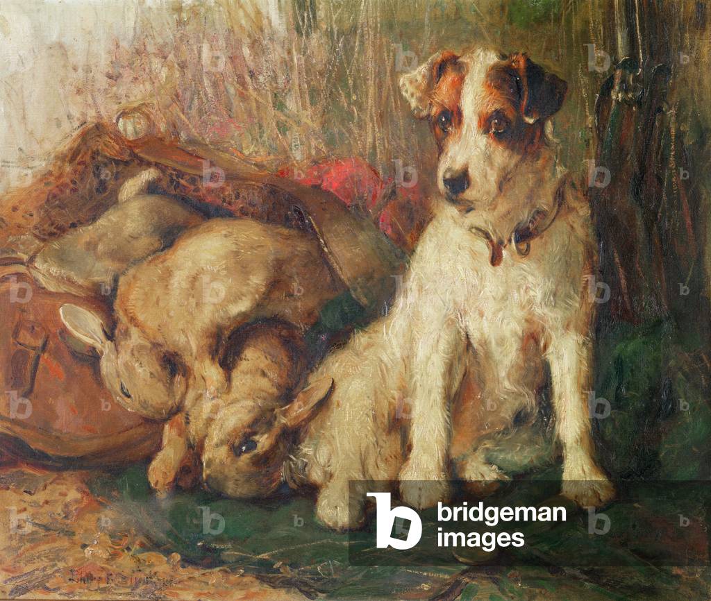 Left in Charge - A Fox Terrier with Game