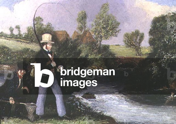 Fishing scene (oil on board)