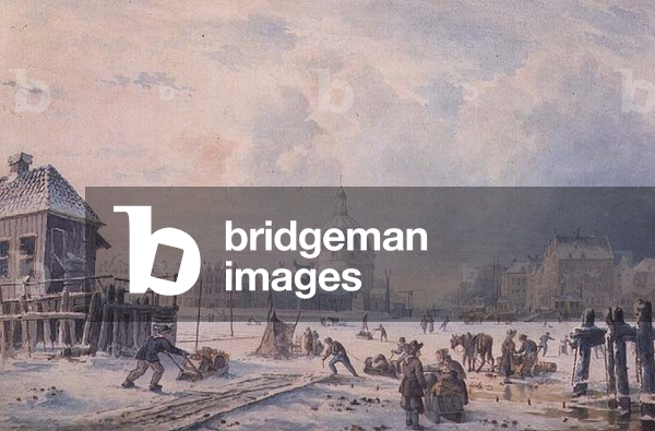 Figures on a Frozen Canal, Amsterdam