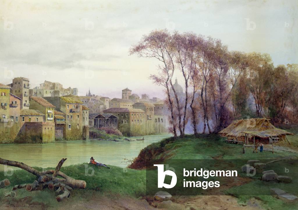 View of the Prati di Castello, Rome (w/c on paper)