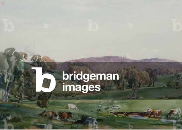 Cattle Grazing in an Open Landscape, 1940 (w/c)