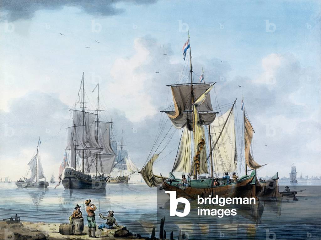 Shipping in an Estuary, possibly the lower reaches of the Thames, (w/c)