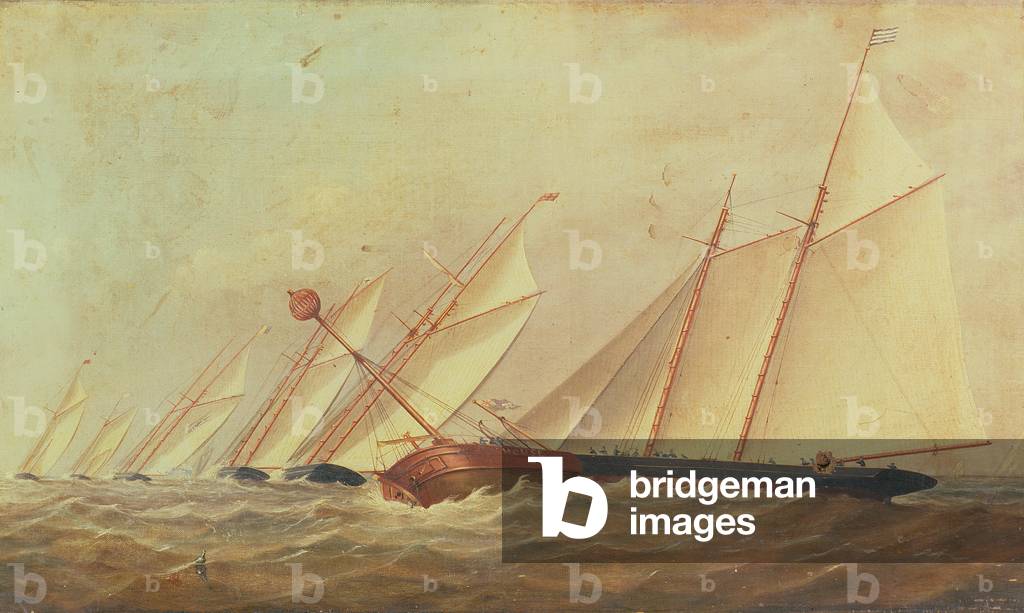 Cutters and Schooners Rounding the Mouse Lightship