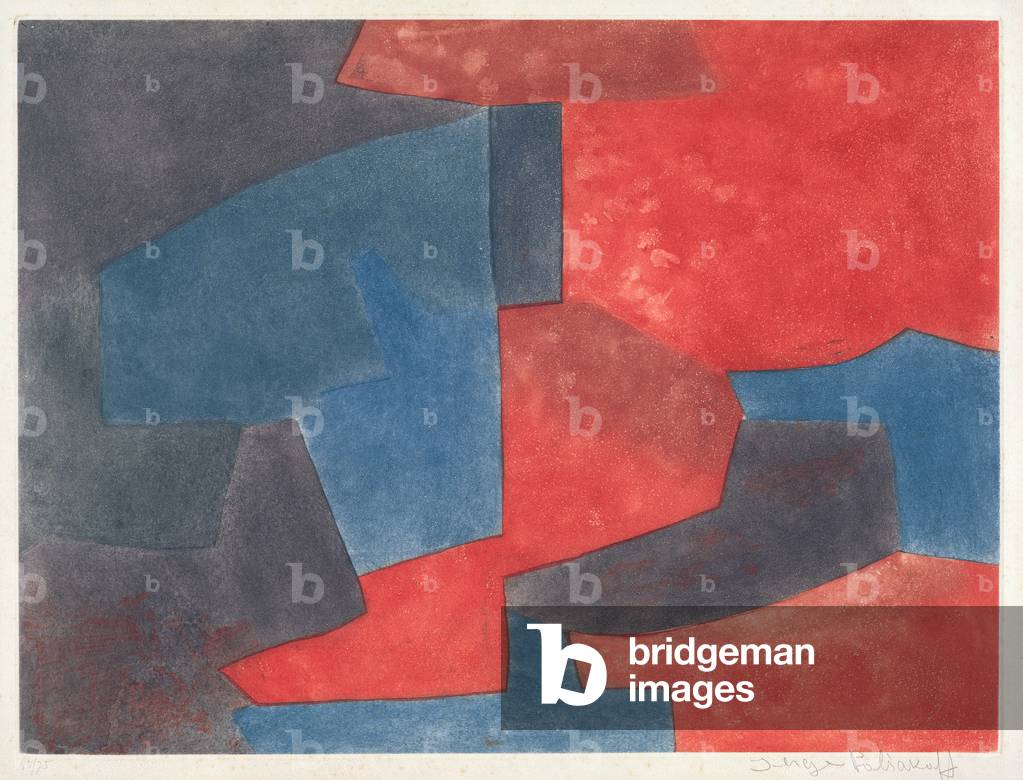 Grey, Blue and Red Composition, 1965 (etching and aquatint)