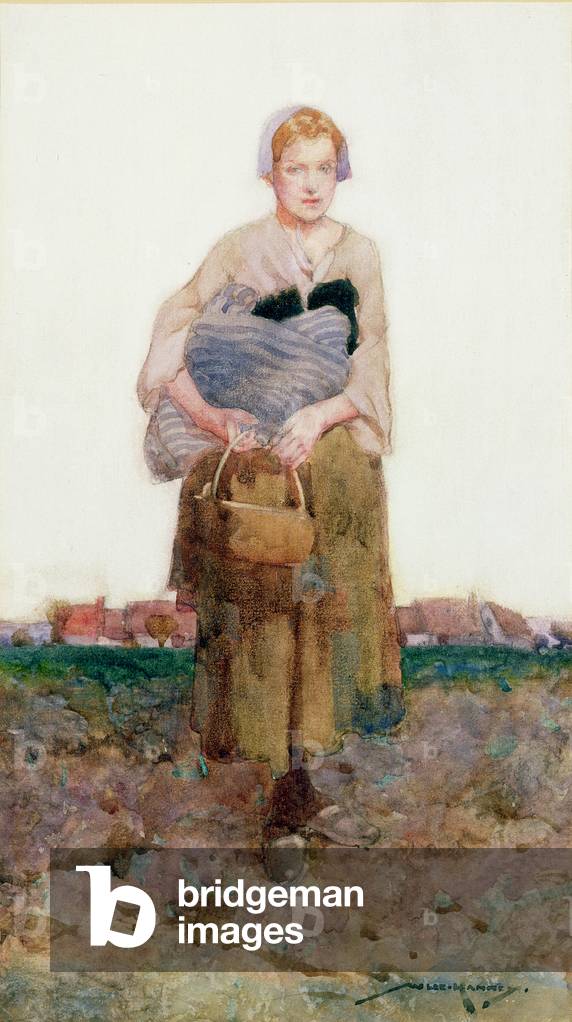 A Young Woman Carrying a Bundle