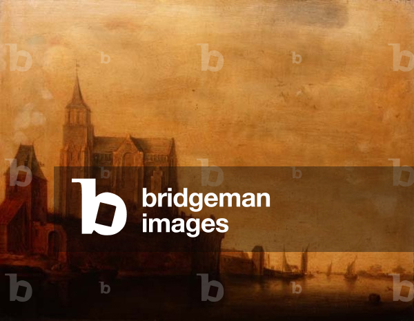 Groote Kerk with a View of the Main Tower, Emmerich in a River Landscape with Sailing Boats