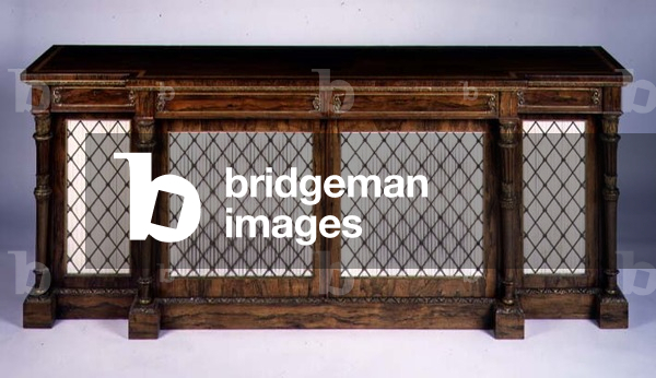 Regency rosewood and parcel gilt breakfront side cabinet
