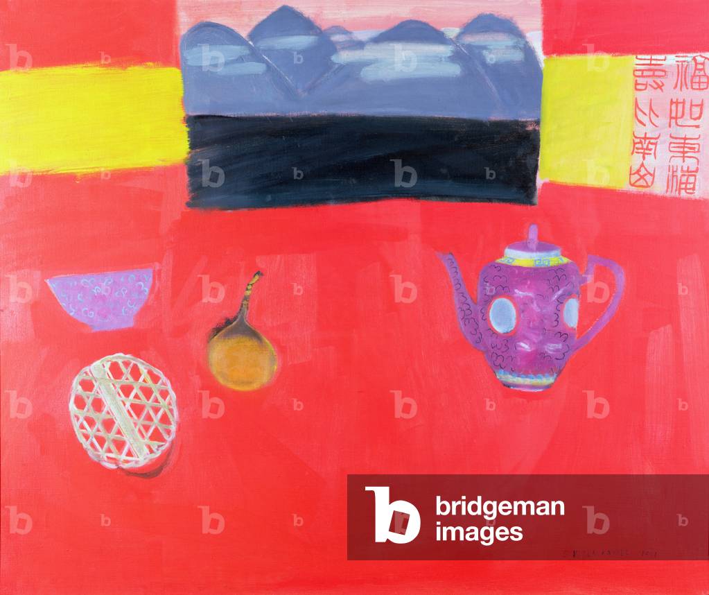 Still Life - Red Table with Chinese Teapot, 1991