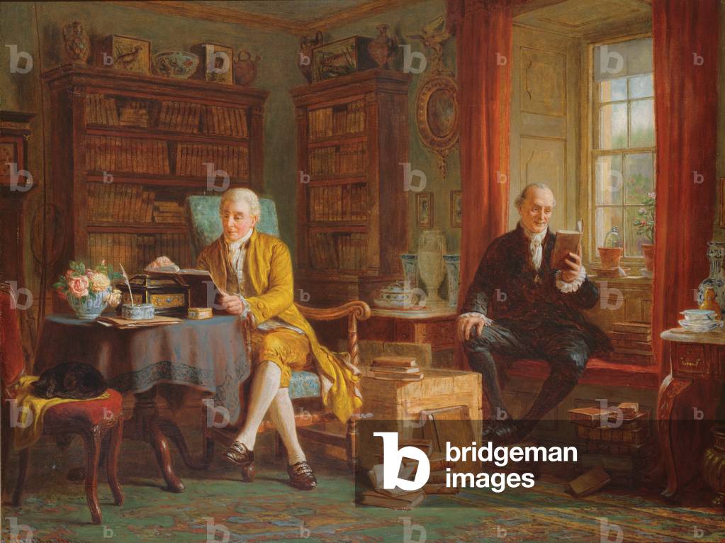 In the Library (oil on canvas)