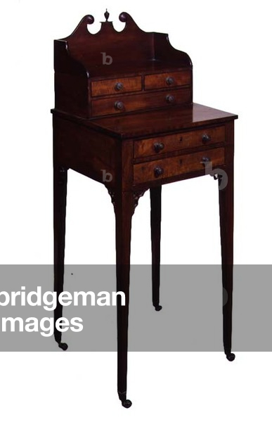 George III mahogany and walnut crossbanded 'bonheur du jour'