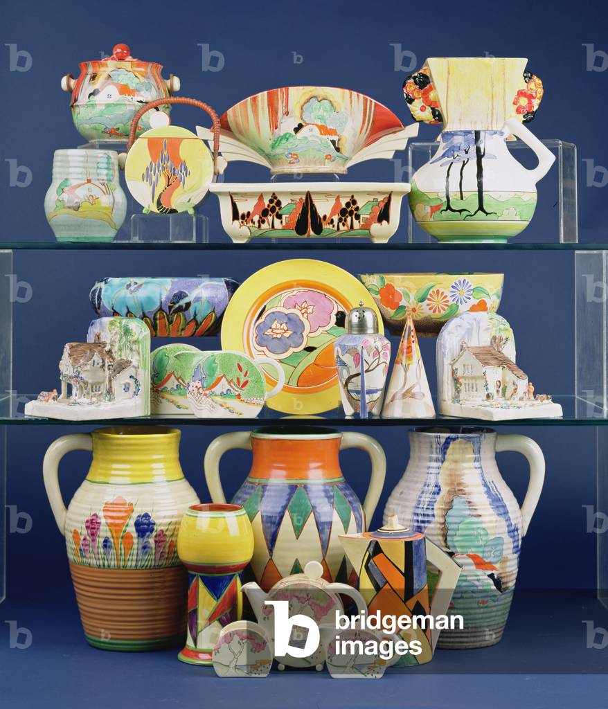 Collection of Clarice Cliff 'Bizarre' series ceramics