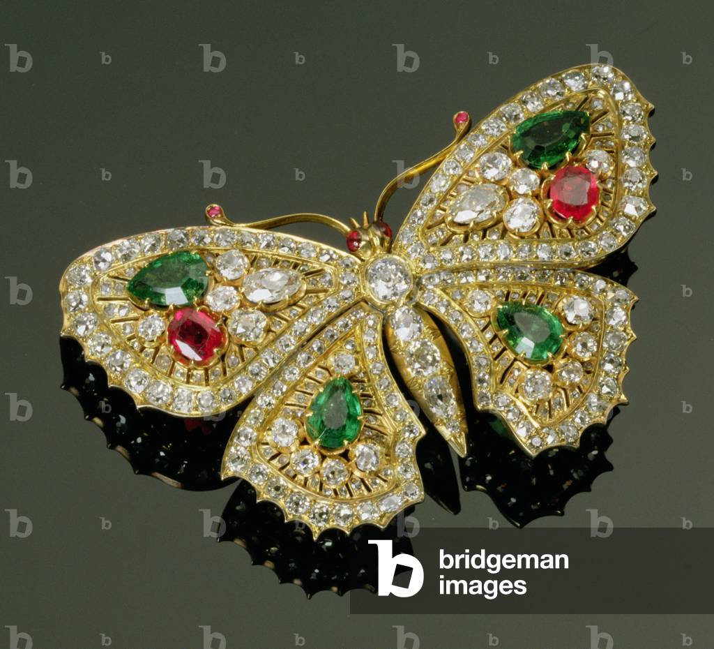 Late Victorian multi-gem set butterfly brooch, c.1880 (precious stones)