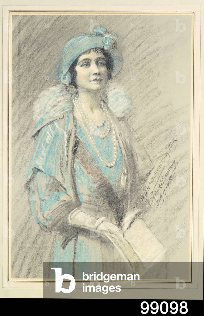 Portrait of H.R.H. The Duchess of York, future Queen Elizabeth the Queen Mother (1900-2002) 1935 (pastel on paper)